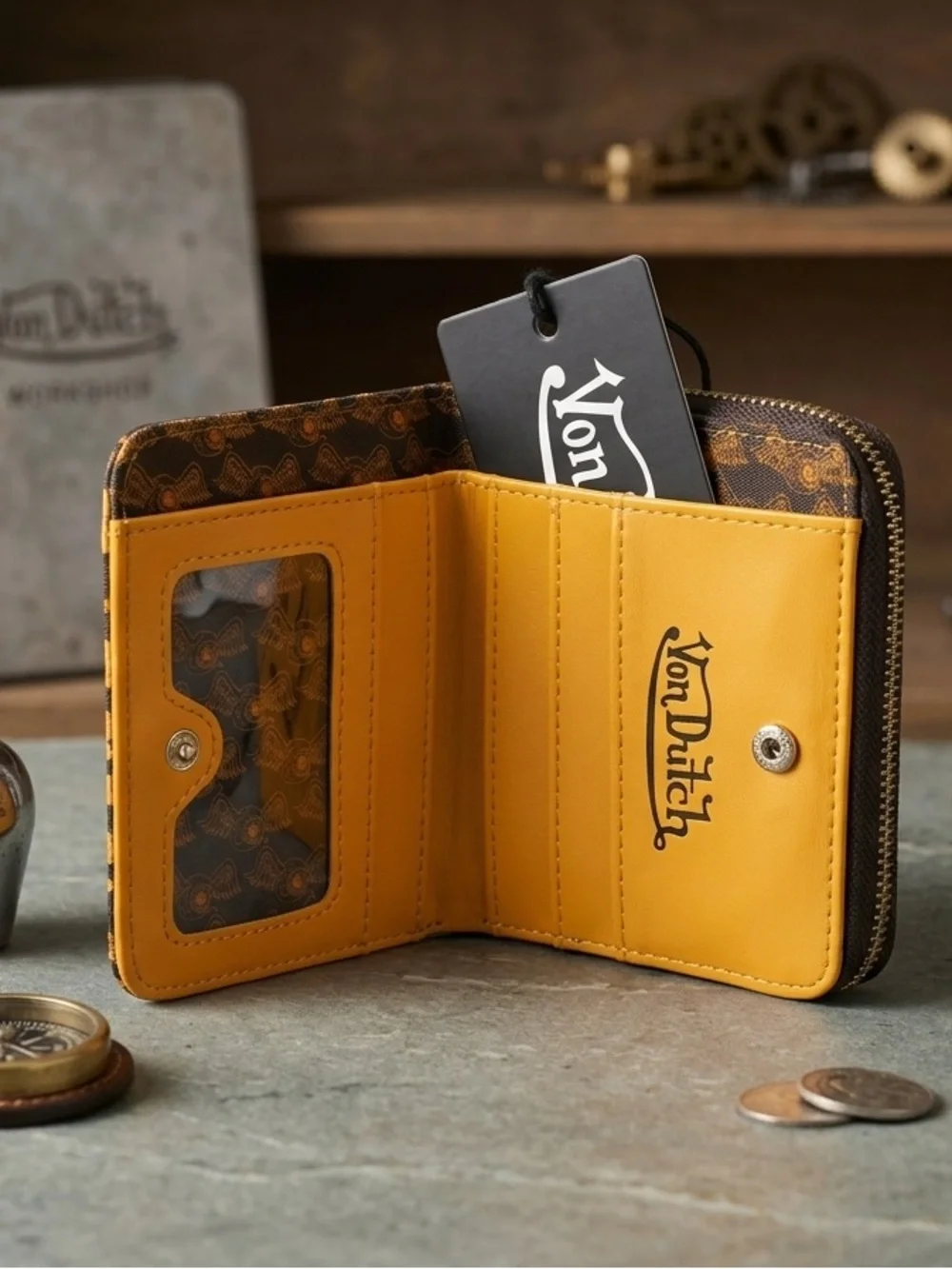 Von Dutch zip around wallet! NWT  orange cheetah print